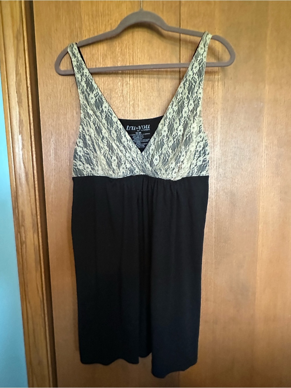 Black Chemise with Cream Lace Bodice